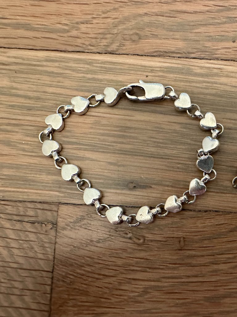 Tiffany & Co Sterling Silver Puff Heart Link Bracelet 925 Vintage + Extra Links